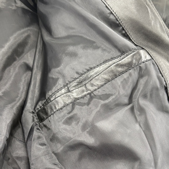 Black Leather Puffer Jacket with Fur Collar 3XL - Picture 13 of 16